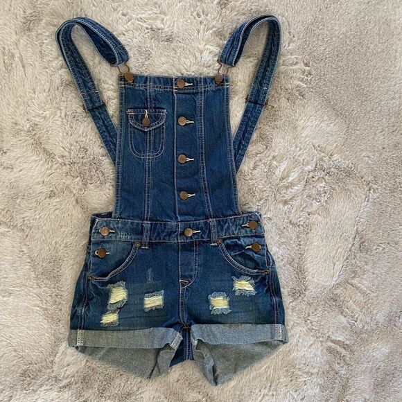 Forever 21 Navy blue overall shorts size xs - Picture 3 of 6